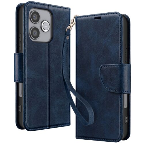 Étui Portefeuille pour Honor 600 Lite Style Rétro avec Support Bleu nuit