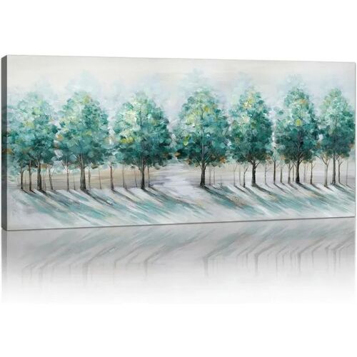 Tableau sur toile FajerminArt Arbre abstrait aux fleurs décoration murale prêt à accrocher 120x50 cm cadre bois massif naturel