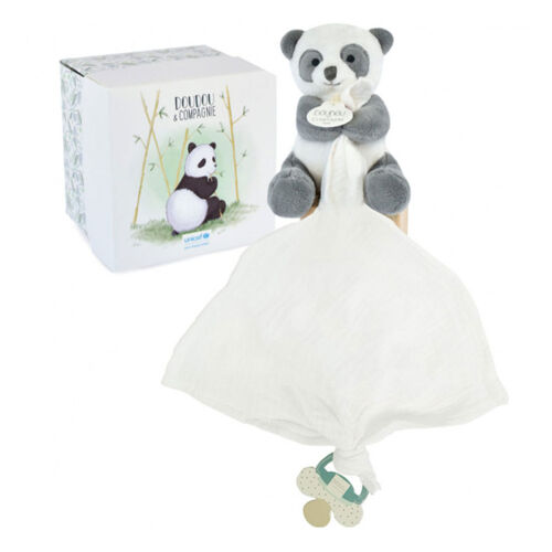 Peluche doudou panda gris et blanc doudou et compagnie matière lange