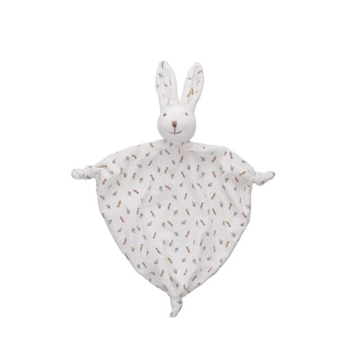 Peluche doudou lapin blanc bouchara motif carottes