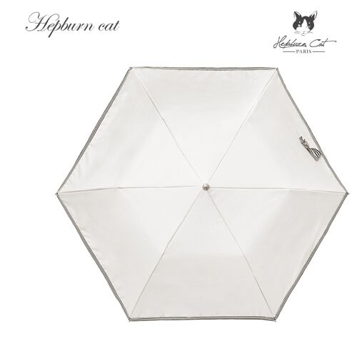 Hepburncat-Parapluie Parasol Hepburn Cat, Poignée En Bois, Ruban Handmade, Upf50+, 2 Segments, Tout Temps