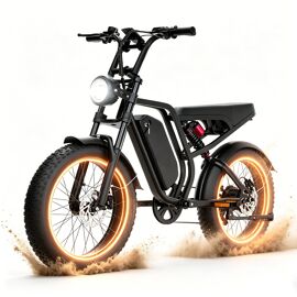 Vélo Électrique 1200w 52v 20ah 40-60 Miles 31mph, Pneus 20×4 Pouces Large, Double Suspension, Freins Hydrauliques, 7 Vitesses Shimano, Écran Lcd Couleur