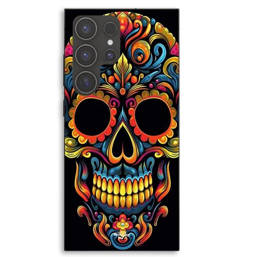 Coque Pour Samsung Galaxy S23 Ultra Tête de mort calavera coloré Maniacase