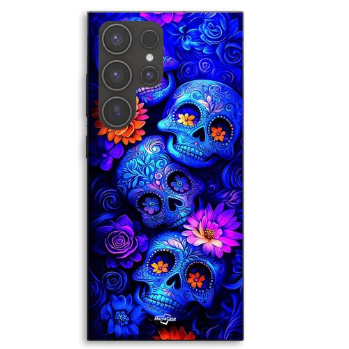 Coque Pour Samsung Galaxy S24 Ultra Têtes de mort bleu coloré Maniacase
