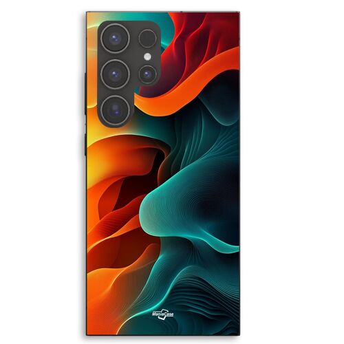 Coque Pour Samsung Galaxy S23 Ultra Texture abstraite orange et bleu Maniacase