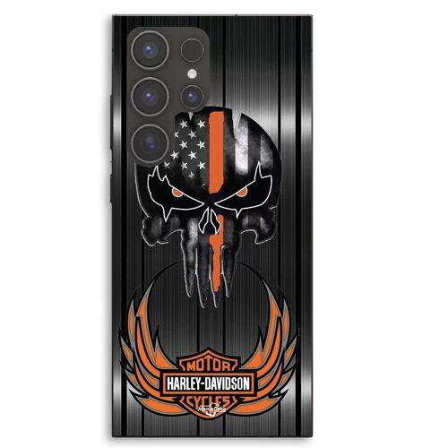 Coque Pour Samsung Galaxy S23 Ultra Harley Davidson tête de mort fond gris Maniacase