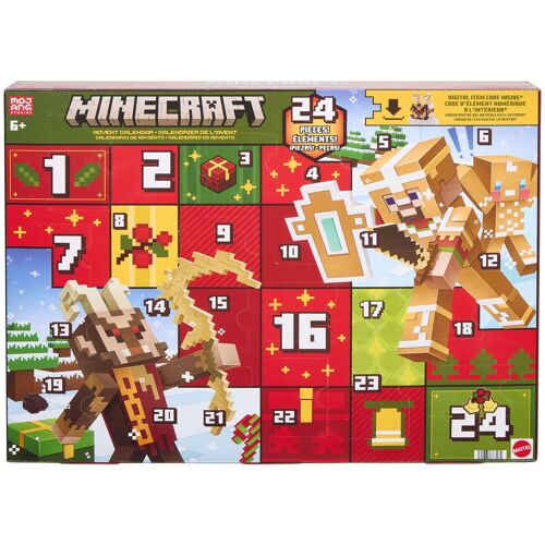 Minecraft -Calendrier de l'Avent-3 figurines articulées, 15 accessoires