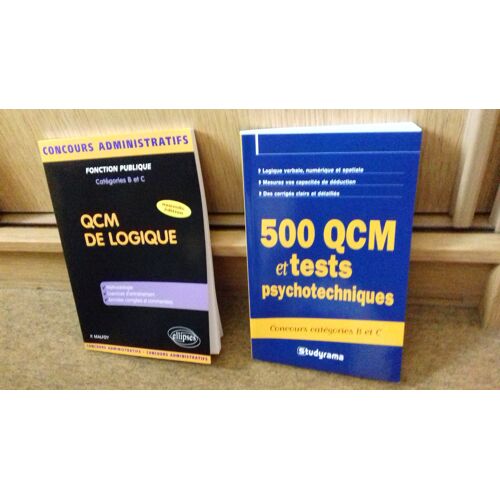 Lot 2 Livres Concours Catégorie B Et C, Qcm Logique Ellipses + 500 Tests Psychotechniques Studyrama Dgfip Police Ifsi Douanes Gendarmerie 2026.📚📚📚📚