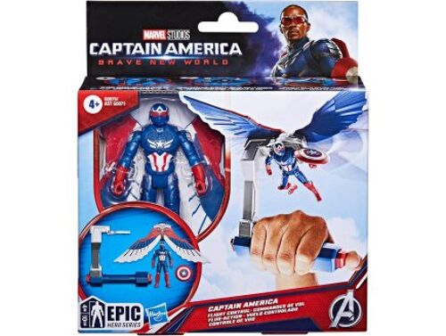Figurine Captain America 10 cm : Commande de Vol - Personnage Avengers articulée - Brave New World - dc - Jouet Garçon