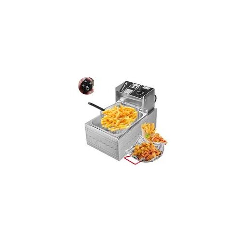 Friteuse Électrique Professionnelle 6L Inox Simple Cuve avec Panier ¿ Contrôle Température ¿ Cuisine Restaurant