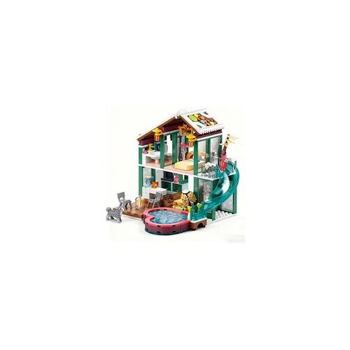 Maison Moderne avec Piscine Blocs de Construction ¿ Villa avec Toboggan ¿ Jeu Créatif Enfant ¿ Cadeau Fille Garçon