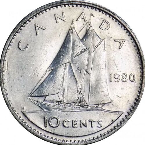 Pièce 10 Cents Canada Elizabeth Il - 1980