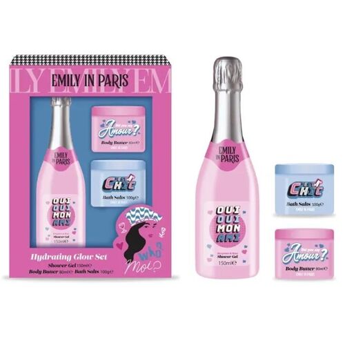 Emily In Paris Hydrating Glow Set Shower Gel 150ml + Body Butter 80ml + Bath Salts 100g 