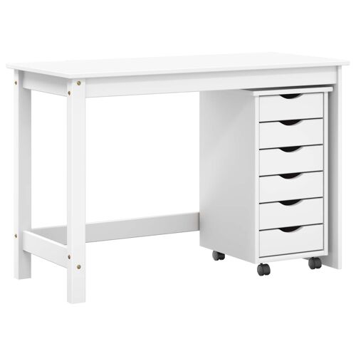 vidaXL Ensemble bureau et cabinet roulant MOSS 2 pcs Blanc