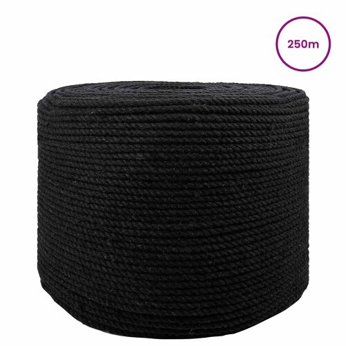Vidaxl Corde Noir 0,6 X 0,6 X 25000 Cm Coton