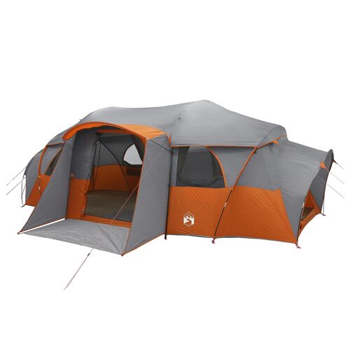 Vidaxl Tente Familiale Avec Auvent Imperméable Tunnel Gris Et Orange