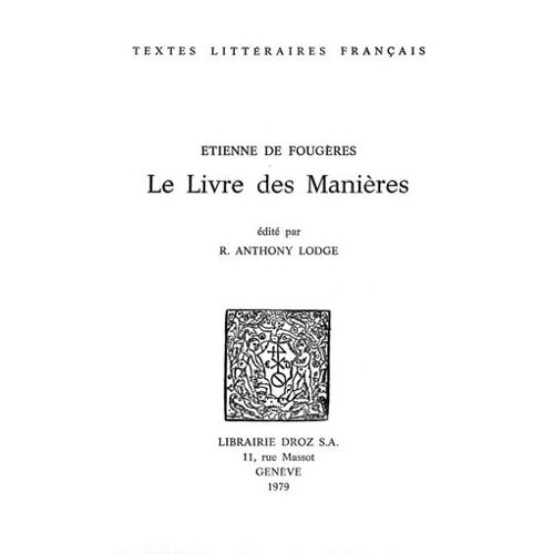Le Livre Des Manières