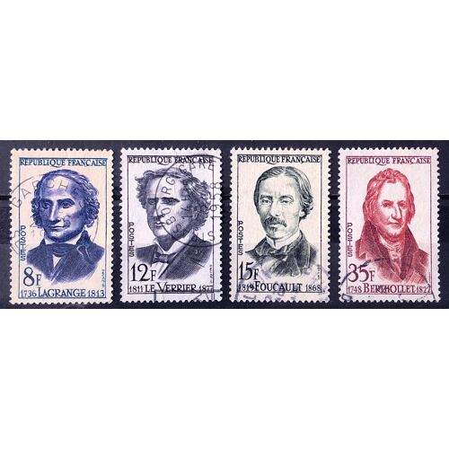 Série Grands Savants De 1958 - 1146 Lagrange + 1147 Le Verrier + 1148 Foucault + 1149 Berthollet Obl - France Année 1958 - Brn83 - N33246