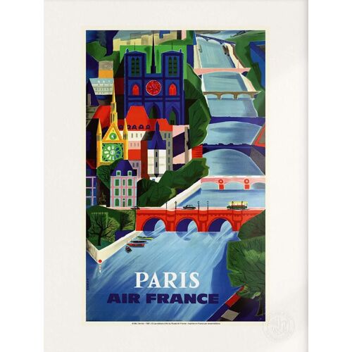 Affiche / Poster - Air France - Paris - Ponts - Vernier 1961 - 30x40cm