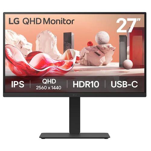 LG 27BA75QB-B - Écran LED - 27" - 2560 x 1440 QHD @ 100 Hz - IPS - 350 cd/m² - 1000:1 - HDR10 - 5 ms - HDMI, DisplayPort, USB-C - haut-parleurs - noir