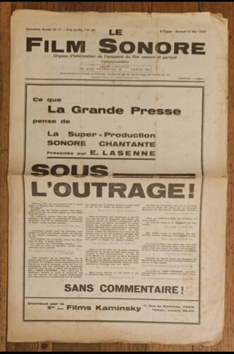 Rare - Ancien Journal - Le Film Sonore - Année 1930 - Vintage