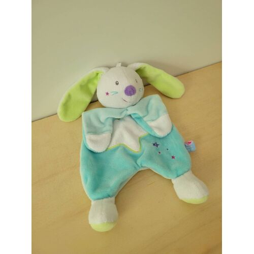 Doudou lapin blanc bleu sucre d orge