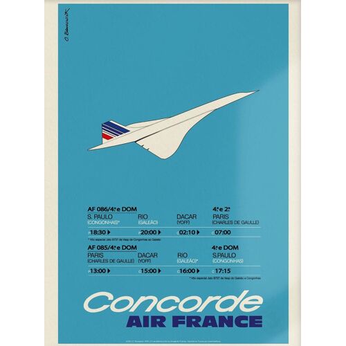 Affiche / Poster - Air France - Concorde Timeline - C. Brunswick, 1976 - 30x40cm