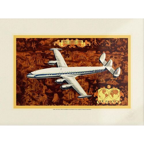 Affiche / Poster - Air France - Super Constellation Lockheed L-1049-C - Lucien Boucher, 1955 - 50x70cm