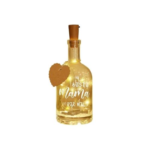 Lampe Led Décorative Bouteille Seasboes Meilleure Maman Du Monde Message Amour Chaleur, Verre Liège, Piles, Guirlande Lumineuse