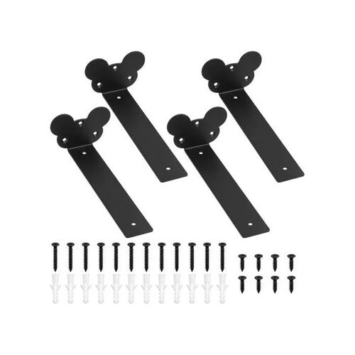 Support d¿étagère Kebitedamai modèle mouse ears acier 3 mm noir 200 mm base 38 mm lot de 4 supports avec vis et tubes