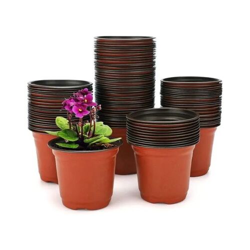 Pots En Plastique Kinglake 10 Cm Lot De 100 Pièces Pour Semis, Boutures, Plantes, Trous De Drainage, Rouge Brique 10 X 10 X 8,5 Cm