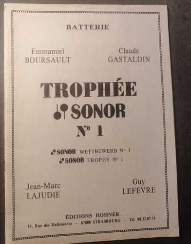 Partition Batterie Trophée Sonor No 1 - Emmanuel Boursault Et Claude Gastaldin J.M. Lajudie G.Lefevre
