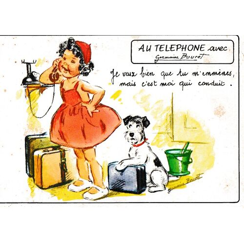 Carte Postale : Au Téléphone Avec Germaine Bouret