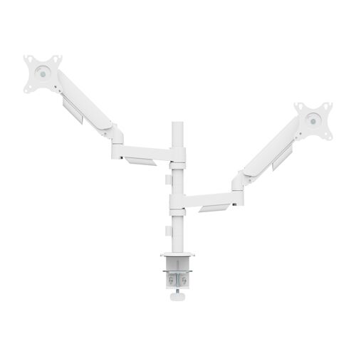 Support écran PC à ressort mécanique 2 écrans PC 17"-32" avec mât, Blanc