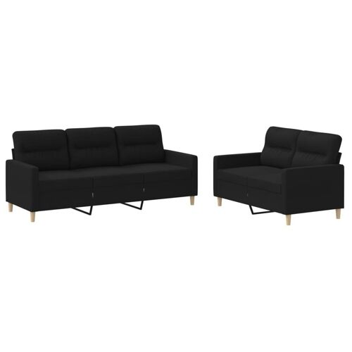 VidaXL 3201604 Ensemble de meubles de salle à manger Noir Métal, Contre-plaqué Tissu