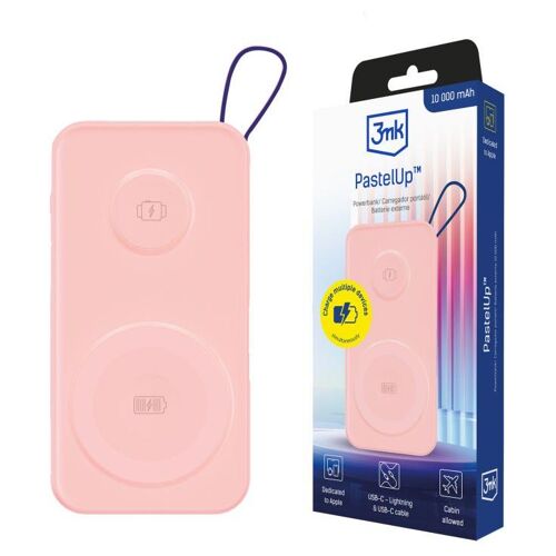 3mk Pastelup 10000 Mah Recharge Sans Fil Rose