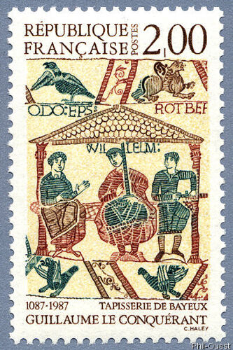 Art : 600ème Anniversaire De La Mort De Guillaume Le Conquérant : Tapisserie De Bayeux Année 1987 N° 2492 Yvert Et Tellier Luxe