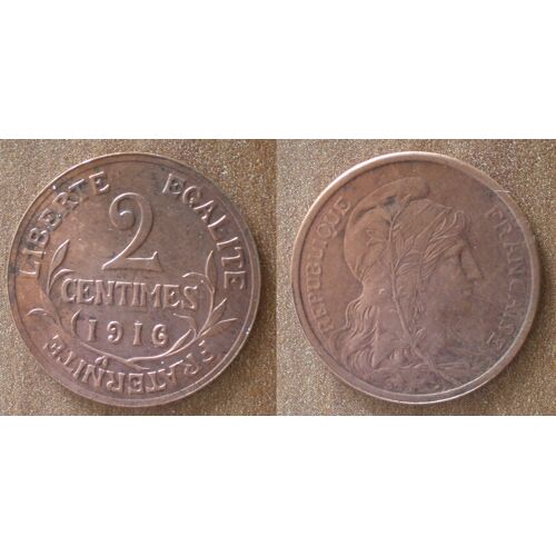 France 2 Centimes 1916 Piece Dupuis Centime De Franc Francs