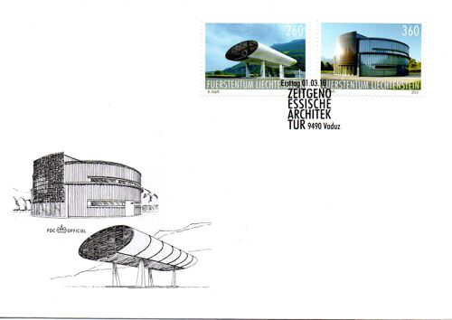 Liechtenstein, Enveloppe Premier Jour 2010, Architecture Contemporaine