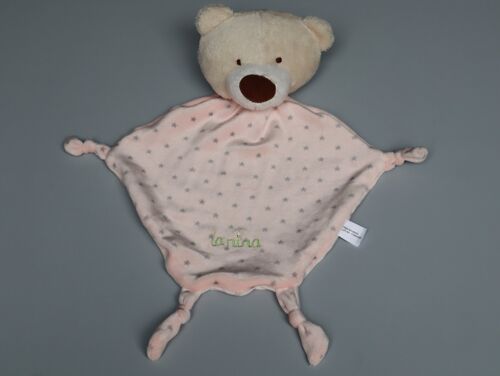 Doudou ours La Nina plat rose beige étoiles