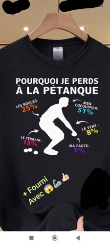 T-Shirt Sportif Pour La Pétanque Amusant Avec Des Pourcentages Humoristiques Livré Avec Un Cintre Taille Xl+Fourni Avec Un Aimant Télescopique Ensemble Neuf Jamais Utilisé Conforme À La Description.