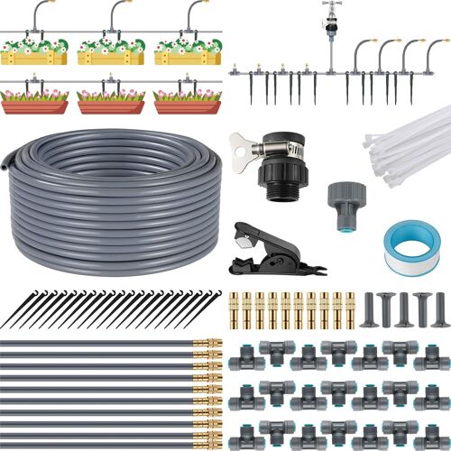 Système d'irrigation Jardin, Kit d'irrigation Buse Réglable, Kit Arrosage Automatique, 20M Tuyau Micro Irrigation Goutte à Goutte et de brumisation pour Pelouse Serre Plantes Potager (20 mètres)