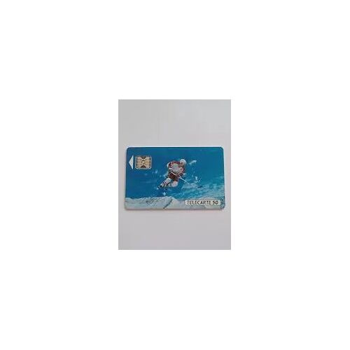 Carte Téléphonique Télécarte 3615 Cojo 92 16e Jeux Olympiques D'hiver Hockey Sur Glace, Xvie Jeux Olympiques D'hiver Puce Argent Sur Fond Noir 50 Unités Sc5 10/91