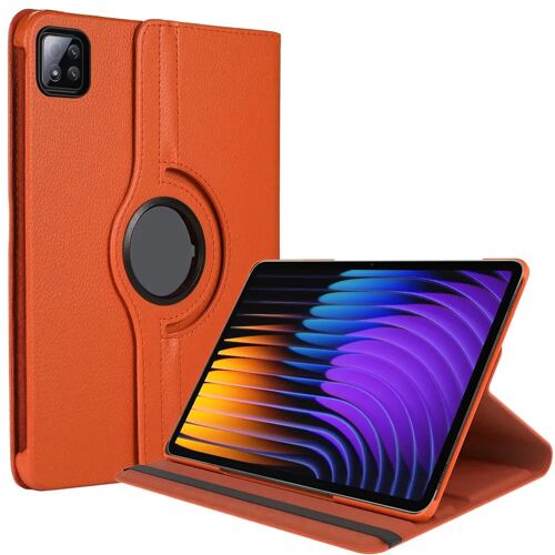 Coque pour Xiaomi Pad 7 / 7 Pro, Protection Rotation 360° Antichoc Cuir Synthétique Orange - E.F.Connection