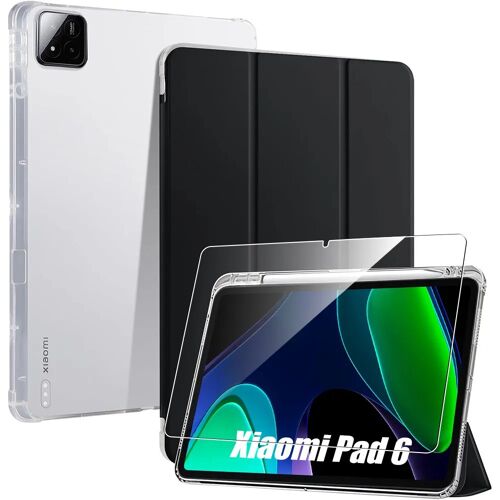 Coque + Verre Trempé pour Xiaomi Pad 6 / 6 Pro, Protection Coins Renforcés Noir avec Porte-Stylet - E.F.Connection
