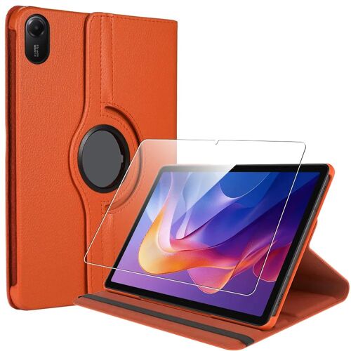 Coque + Verre Trempé pour Xiaomi Redmi Pad 2, Protection Etui Rotatif Multi-Angle Orange - E.F.Connection