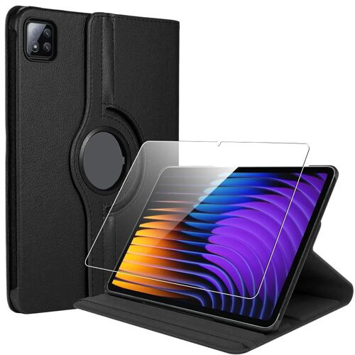 Coque + Verre Trempé pour Xiaomi Pad 7 / 7 Pro, Antichoc Anti-Rayures avec Support Rotatif - Noir - E.F.Connection