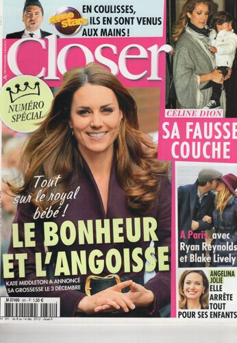 Closer 391 - 03/12/2012 - Kate Middleton - Angelina Jolie - Céline Dion - Ryan Reynolds - Blake Lively -
