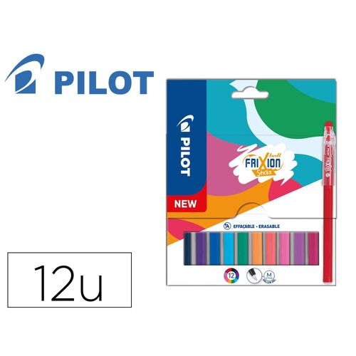 Pilot Stylo Frixion Ball Stick Pointe 0,7mm Encre Gel Effacable Coloris Assortis Pochette 12 Unites