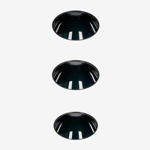 Pack de 3 downlights LED encastrables sans cadre trimless ronds Ø3,6 cm en aluminium Luisiana Noir
